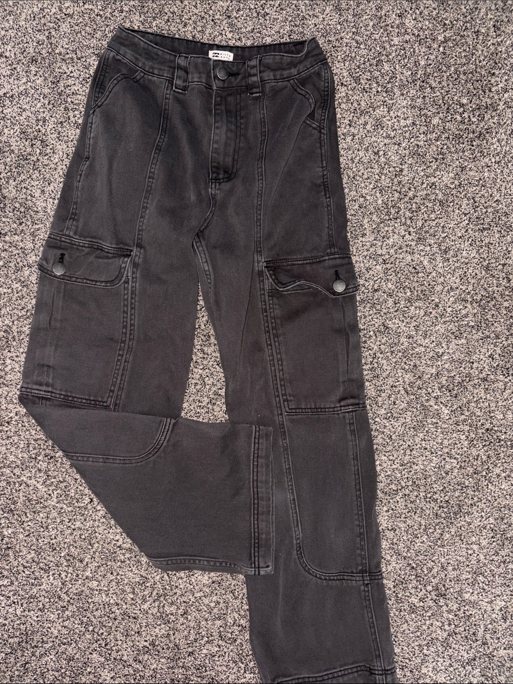 Billabong Women's Black Straight-Leg Cargo Jeans